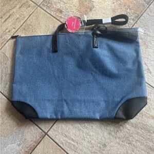 Denim with black trim & zip top closure overnight bag New with Tags